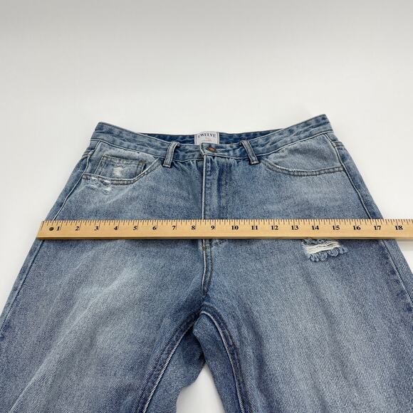 TWELVE by ONTWELFTH Womens Jeans Distressed Size 28 Tapered High Waist Y2K Taper - Picture 7 of 9